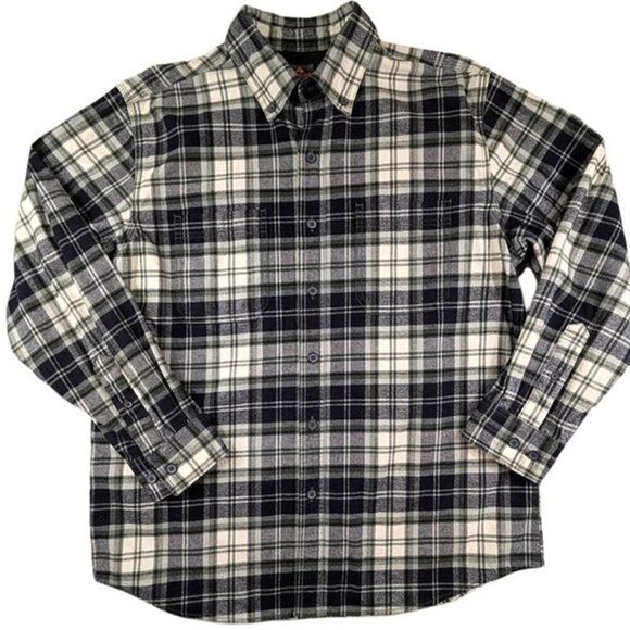 Ridgecut Toughwear Shirt Mens Large Flannel Green Black Plaid Button Down Collar - Picture 1 of 13